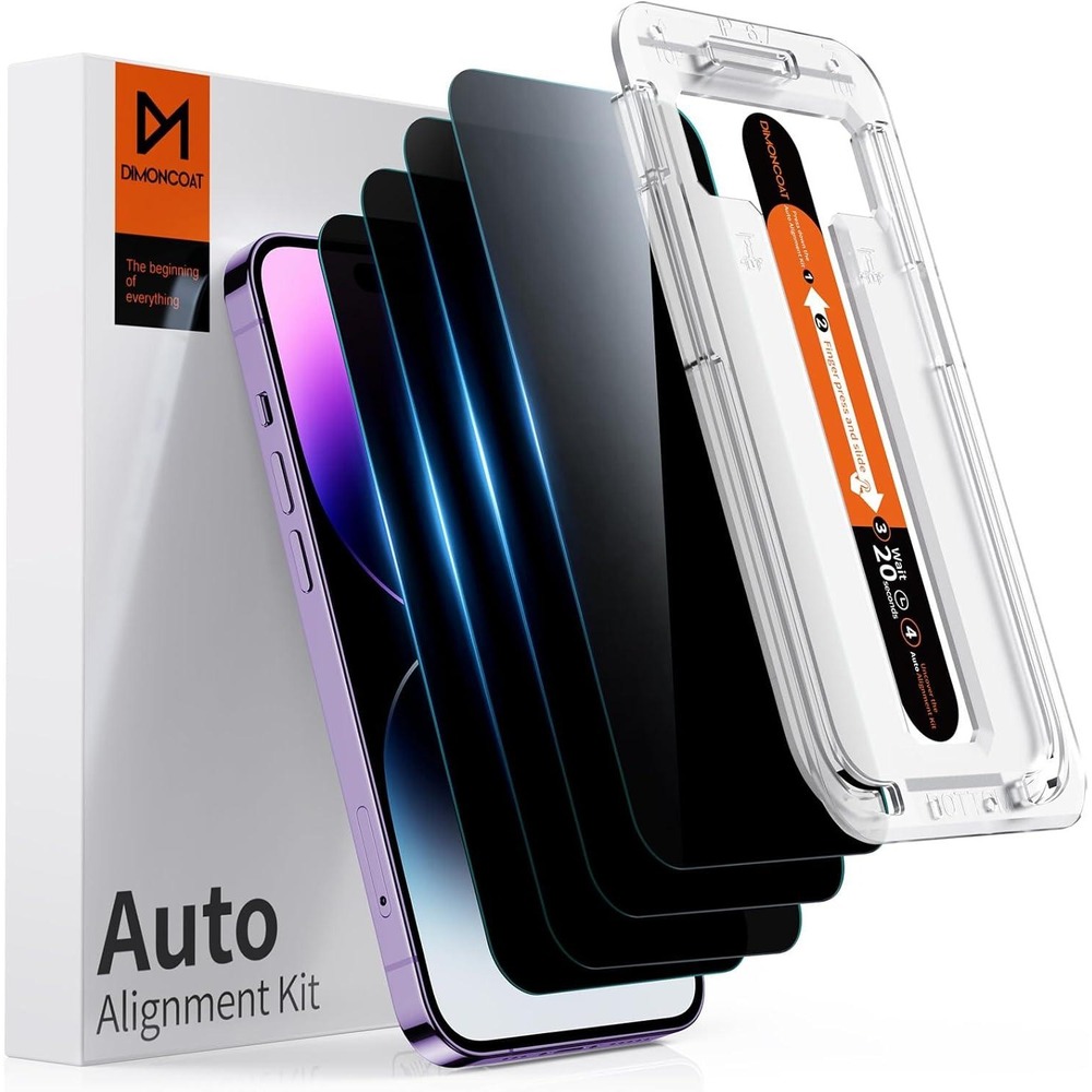 DIMONCOAT 4-PACK TOP 9H+ Glass for iPhone 14 Pro‎ Max Privacy Screen Protector